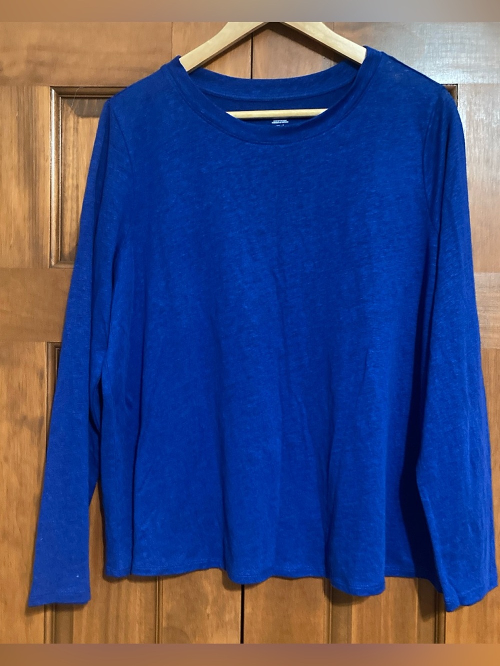 NWT Eileen Fisher Royal Blue Long Sleeve Crewneck organic linen Top women’s L